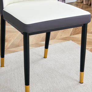 English Elm 4 Modern Dining Chair Set – Stylish White & Grey High-Back Pu Chairs With Sturdy Black Legs, 4-Pack W1151P192238