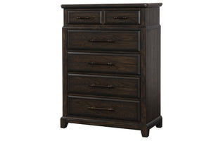English Elm 6 Drawer Dresser with Book-Matched Veneers, Solid Wood & MDF, Side-Mounted Guides, Custom Hardware Mahogany 43 L x 20.75 W x 56.75 H B2699P238881