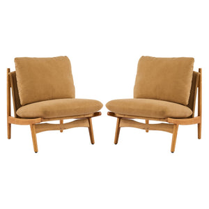 English Elm Vista Mid-century Accent Chairs Mocha Upholstered Natural Wood Frame Set of 2 N767P366304M