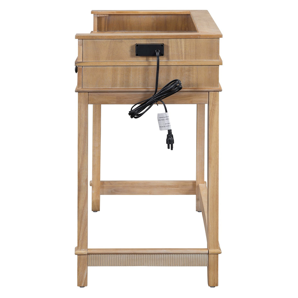 English Elm TREXM Retro 4-Piece Bar Dining Set with 3 Storage Drawers, Compact Counter Height Space-Saver Natural ST000135AAN