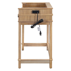 English Elm TREXM Retro 4-Piece Bar Dining Set with 3 Storage Drawers, Compact Counter Height Space-Saver Natural ST000135AAN