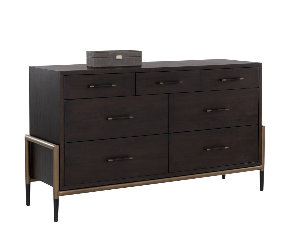 Sunpan Weldrick Dresser - Stylish Mid-Century Design with Soft Closing Drawers and Elegant Iron Handles Espresso