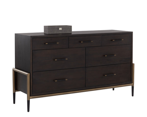 Sunpan Weldrick Dresser - Stylish Mid-Century Design with Soft Closing Drawers and Elegant Iron Handles Espresso