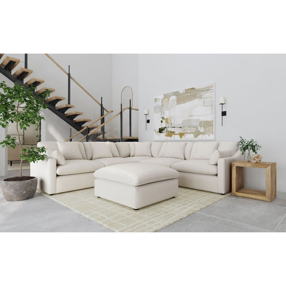 English Elm Greeley Six Piece Modular Sectional with Ottoman Feather Blend Cushions Track Arms B062S01555
