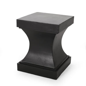 English Elm Christopher Knight Home® - ATHENA modern pedestal side table in lightweight concrete, minimalist outdoor/indoor accent, 17.25"w x 21.5"h Black 67584.00BLK