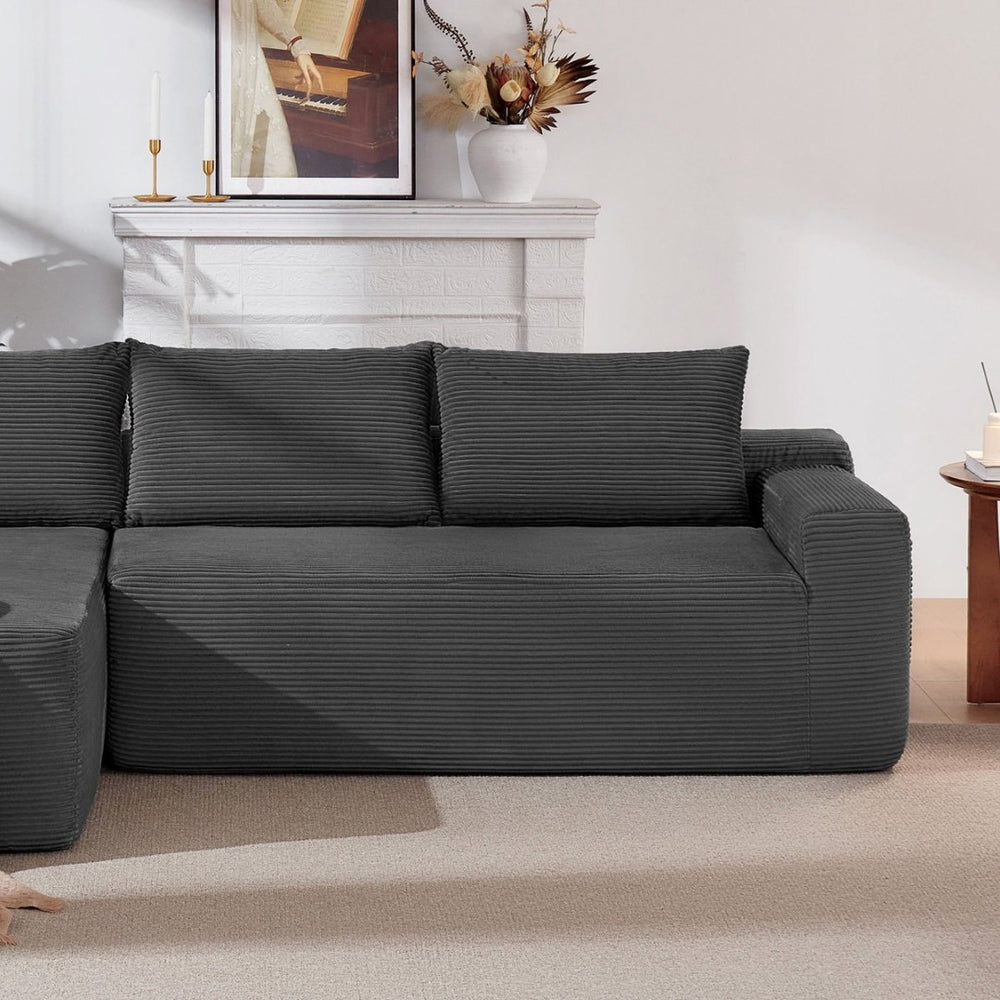 English Elm Cloud Oversized Corduroy Chaise Sectional with Deep Seat for Cozy Living Spaces W3975P391634