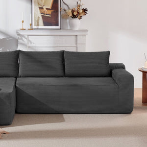 English Elm Cloud Oversized Corduroy Chaise Sectional with Deep Seat for Cozy Living Spaces W3975P391634