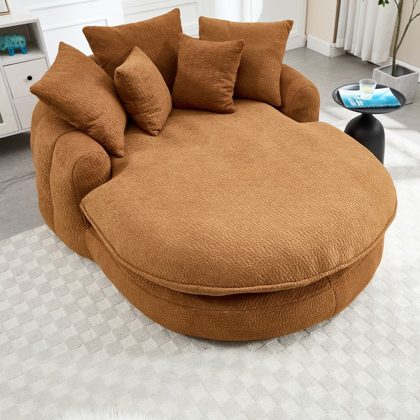English Elm Oversized Memory Foam Chenille Bean Bag Sofa with Ergonomic Back Support, 3 Large & 2 Small Pillows Orange W395P359410