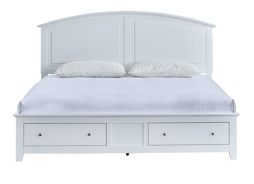 English Elm Hammond King Storage Bed with Panel Headboard Farmhouse Platform Frame Two Drawers White B078S00685