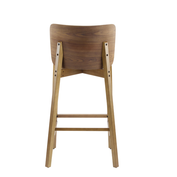 English Elm Christopher Knight Home® - Pari Walnut Indoor Wooden Barstool Set of 2 — Ergonomic Curved Back, Space-Saving Rustic Modern Seating N775P271409W