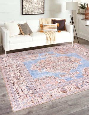 Unique Loom Timeless Judas Machine Made Medallion Rug Blue, Beige/Ivory 7' 6" x 7' 7"