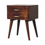 English Elm Solid Wood Chestnut T-Bar Nordic Nightstand