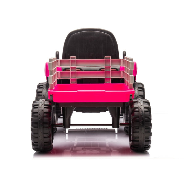 English Elm Ride on Electric Tractor Toy with Trailer 24v 400w Dual Motors Remote Control Led Red W1578P193902