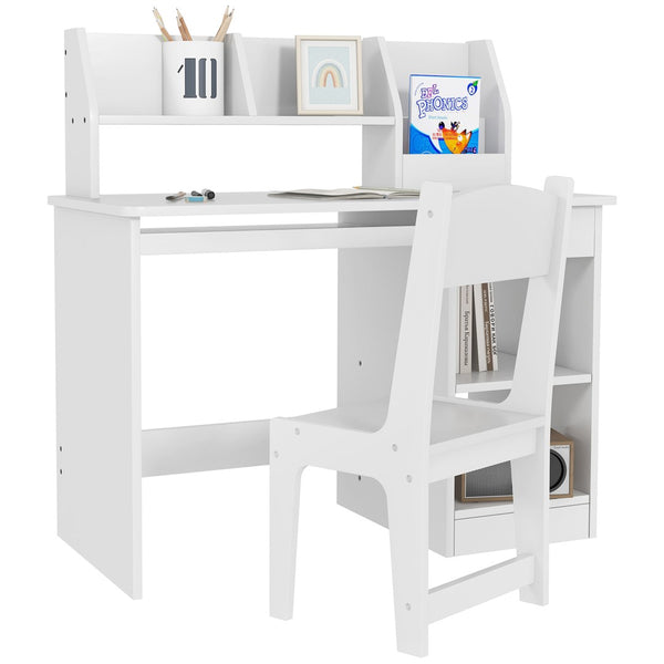 English Elm Qaba Kids Desk And Chair Set With Storage - Ergonomic Study Furniture For Ages 5-8, Modern Gray Finish W2225P217332-GIGA