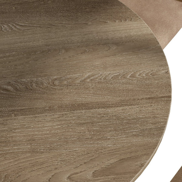 English Elm [5-Piece] Rustic Round Dining Table Set With Upholstered Chairs - Solid Wood, Farmhouse Charm & Comfort W2537S00001-GIGA