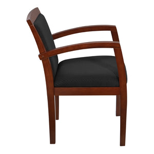 OSP Home Furnishings Upholstered Guest Chair Solid Hardwood Frame Cherry Finish Dining or Conference Seating KEN79LCH-3
