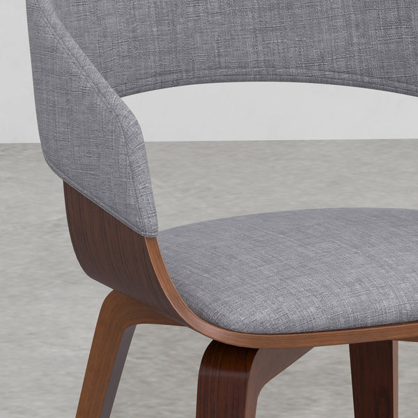 English Elm Ridley Bentwood Dining Chair Light Grey Linen-Look Upholstered Mid-Century Modern Curved Comfort B2732P253620