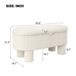 English Elm Modern Corduroy Upholstered Storage Bench with Lift Top Lid for Bedroom Entryway Beige N719P305624A
