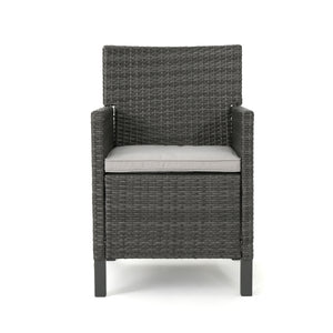 English Elm Christopher Knight Home® - CYPRESS Wicker Outdoor Dining Chair with Water-Resistant Cushion, Durable Weatherproof Patio Seating Grey 32.5 L x 23.3 W x 14 H 61562.00GRY