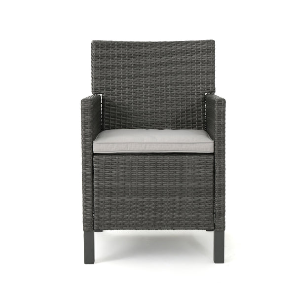 English Elm Christopher Knight Home® - CYPRESS Wicker Outdoor Dining Chair with Water-Resistant Cushion, Durable Weatherproof Patio Seating Grey 32.5 L x 23.3 W x 14 H 61562.00GRY