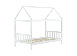 English Elm Twin House Shaped Kids Bed Solid Rubberwood Platform Frame with Storybook Silhouette W504P363904