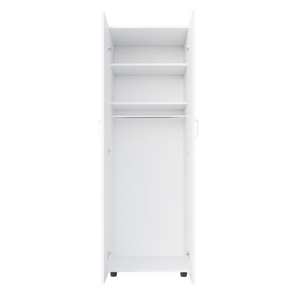 English Elm Armoire, Spacious Engineered Wood Wardrobe with Two Drawers, Hanging Rod and Hidden Storage Appeal White 77.95 L x 18.5 W x 3.15 H B097S00190