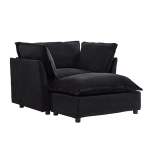 English Elm Modern Armchair Sofa Cozy Chenille Upholstered 47" Chair with Movable Ottoman, Wide Seat Comfortability Black N719P292695B