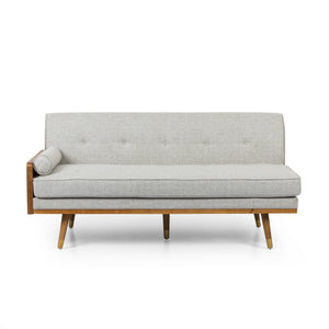 English Elm Christopher Knight Home® - Sofa Beige Mid-Century Modern Sectional with Chaise, Button-Tufted Waffle Stitch & Gold-Tip Legs 68261.00BGE_68262.00BGE