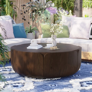 English Elm 35.43" Square Mgo Cement Coffee Table Weatherproof Indoor Outdoor Low Profile Modern Brown W757P387416