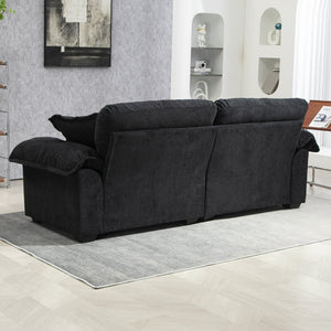 English Elm 84" Chenille Sofa Loveseat with Memory Foam & Pocket Springs, Plush Dual-Layer Comfort, Sturdy Frame Black W676S00009