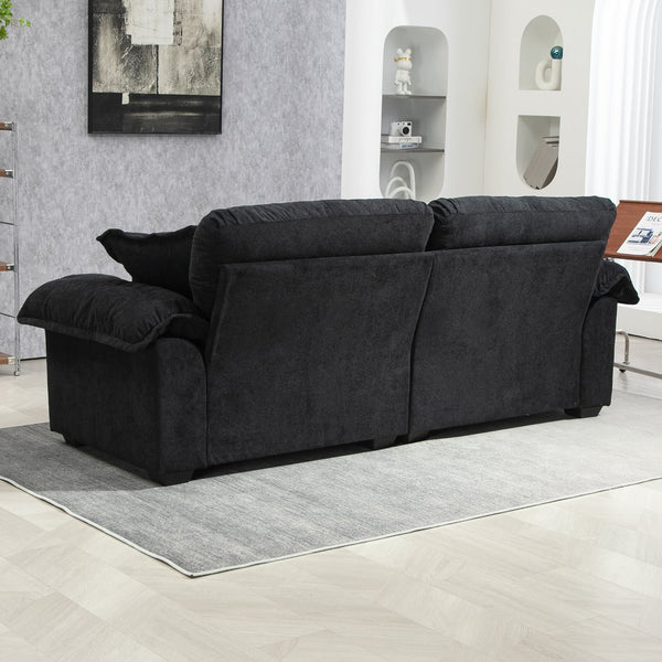 English Elm 84" Chenille Sofa Loveseat with Memory Foam & Pocket Springs, Plush Dual-Layer Comfort, Sturdy Frame Black W676S00009