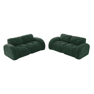 English Elm 2-piece Modular Velvet Sofa Set with Tufted Cloud Cushions for Modern Living Rooms Green W714S01640