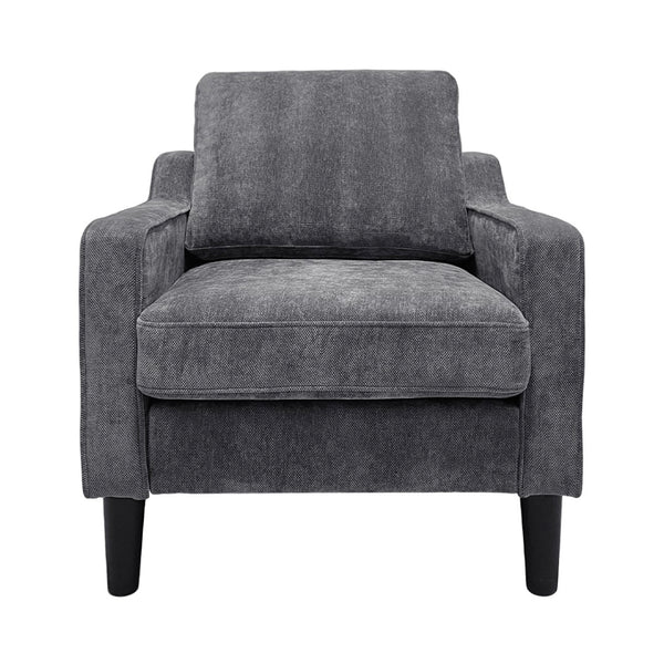 English Elm Living Room Linen Accent Chair Mid Century Modern with Tapered Wood Legs Compact Seat W5052P411380
