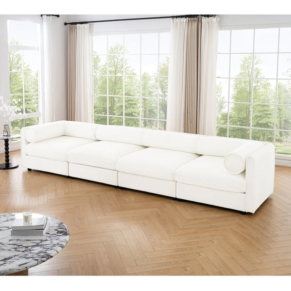 English Elm Modular Sectional Sofa With Ergonomic Cylindrical Support, Built-In Storage, And Modern White Style W714S01041
