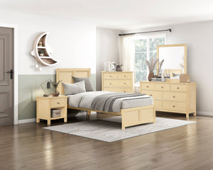English Elm Contemporary Natural Pine Twin Bed Tall Headboard Slat Support Farmhouse Bedroom Frame B011S02458