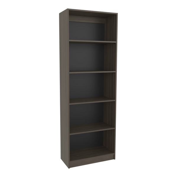 English Elm 4-Tier Bookcase Modern Vertical Storage in Dark Walnut & Black Wengue — Spacious, Eco-Friendly 4-Shelf Organizing Unit B097P350330