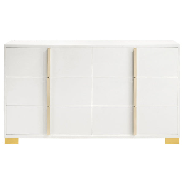 English Elm Mckee Queen Bedroom Set White Panel Bed Dresser Nightstand Mirror Four Piece Suite White B062S01758