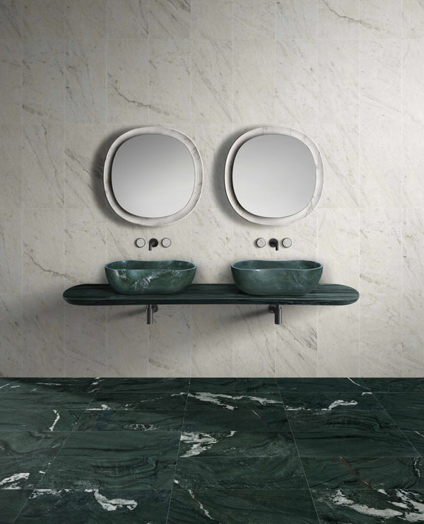 English Elm Green Natural Marble Vessel Sink - Luxurious Polished Stone For Timeless Bathroom Elegance, 23.6" X 14.2" W1696P333271