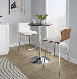 English Elm Mason Mid-Century Counter Height Dining Set with Adjustable Table, 360° Swivel Stools, Faux Leather Upholstery B202S01465