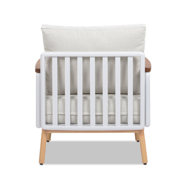 English Elm Jennifer Taylor Home - Calarono Teak & Aluminum Patio Accent Arm Chair Set of 2 — Sand Dune Chenille Cushions, UV‑Resistant Comfort, Rust‑Proof Frame (32x30x30) B2719P320844