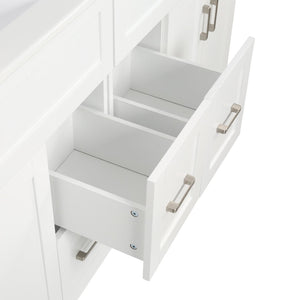 English Elm [video] 60 Inch Dual Sink Bathroom Vanity with Soft Close Doors and Mdf Cabinet N729P000017K