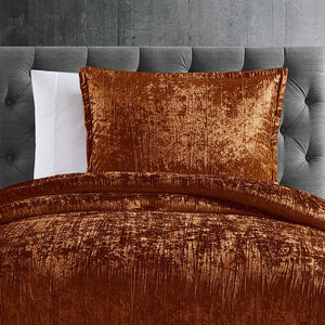 English Elm Turin Plush Crinkle Velvet 2-Piece Comforter Set Twin with Brushed Polyester Backing and Sham () Spice B340P341989