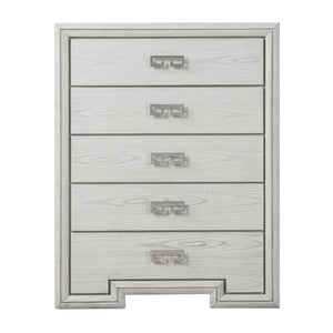 English Elm Transitional Rustic White Tall Chest Solid Wood Dovetail Drawers Bedroom Storage B2741P370876