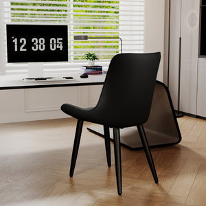 English Elm Set of 2 Armless Pu Leather Dining Chairs Cushioned Seat Brushed Metal Legs Modern Black W3316P426933