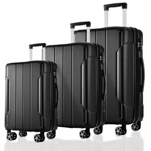 English Elm Luggage Set 3 Piece Abs Hard Shell Expandable Suitcase with Tsa Lock Spinner Wheels Black N730P296765B