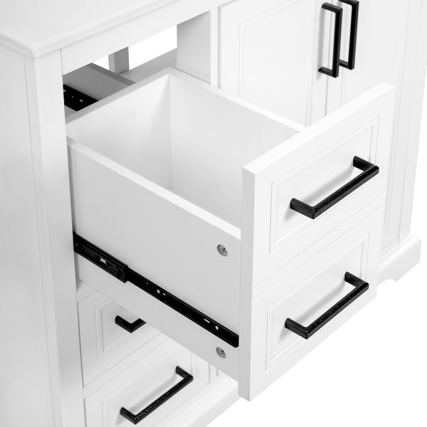 English Elm 36" Modern Bathroom Vanity with Ceramic Sink, Soft-Close Doors, 3 Drawers & Ample Storage for Small Baths White N729P280194K