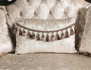 English Elm Traditional Carved Tufted Accent Chair with Rolled Arms, Nailhead Trim and Elegant Upholstery Black,Off White 44 L x 39 W x 28 H B2741P380814