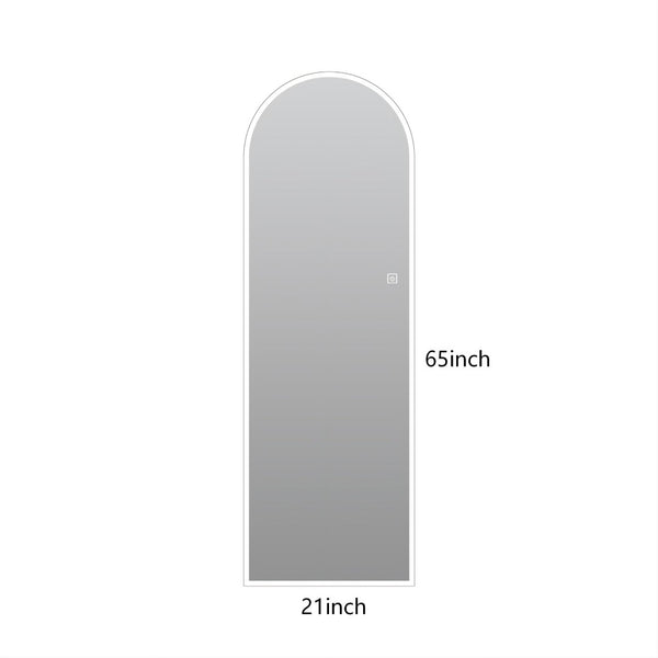 English Elm 65" Arch Full Length Wall Mirror with Dimmable Led Lighting for Bedroom or Entryway W2709P435570