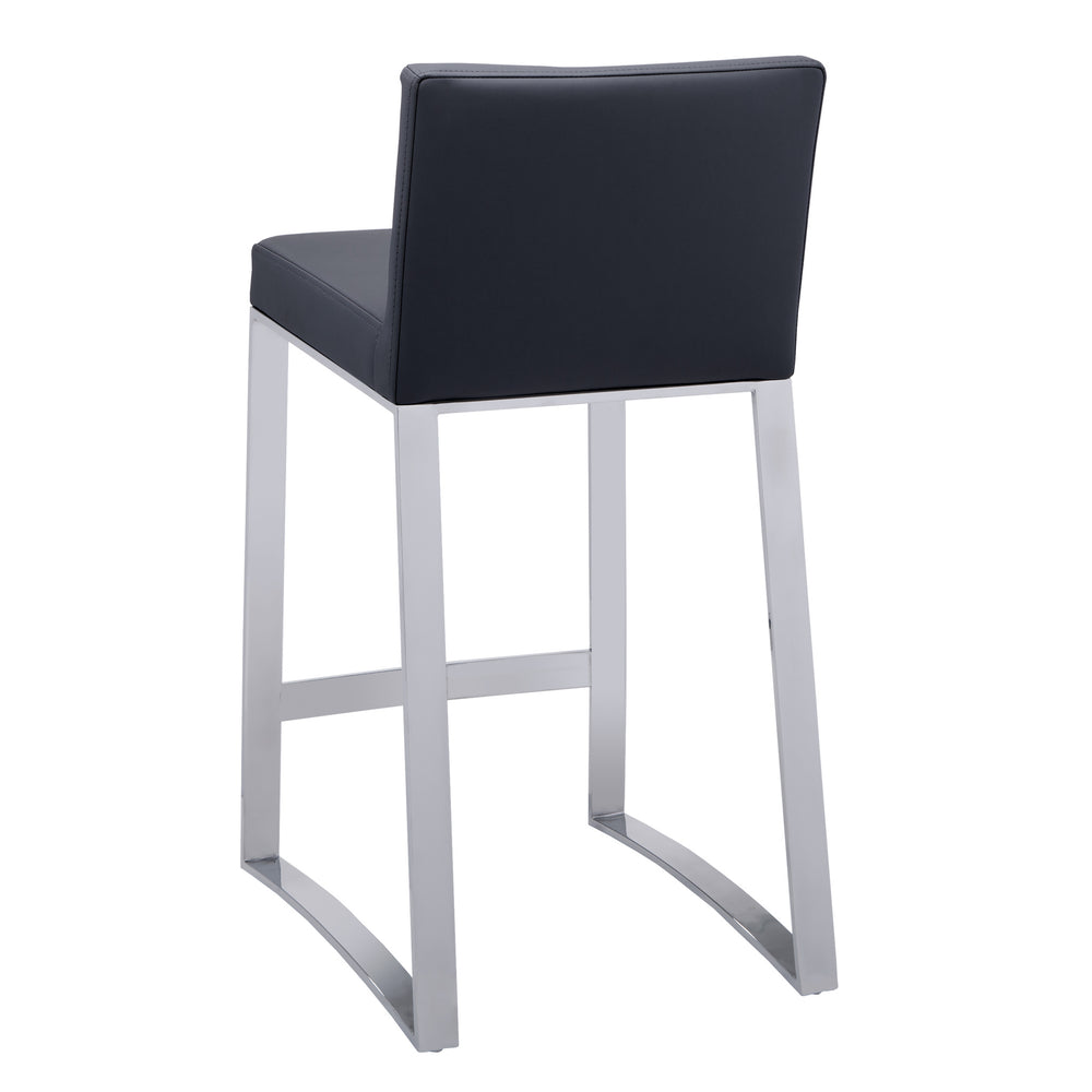 Sunpan Architect Contemporary Barstool with Polished Stainless Steel Base for Urban Dining Spaces Black