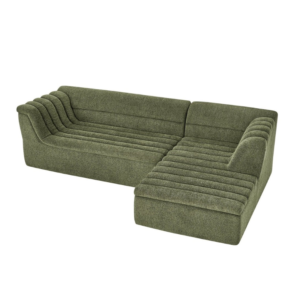 English Elm 106" Modular L-shaped Sectional Chenille Sofa Sculptural Low Profile Living Room Couch Green W1413S00126
